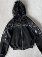 Gothic Punk Faux Fur Zip-Up Hoodie