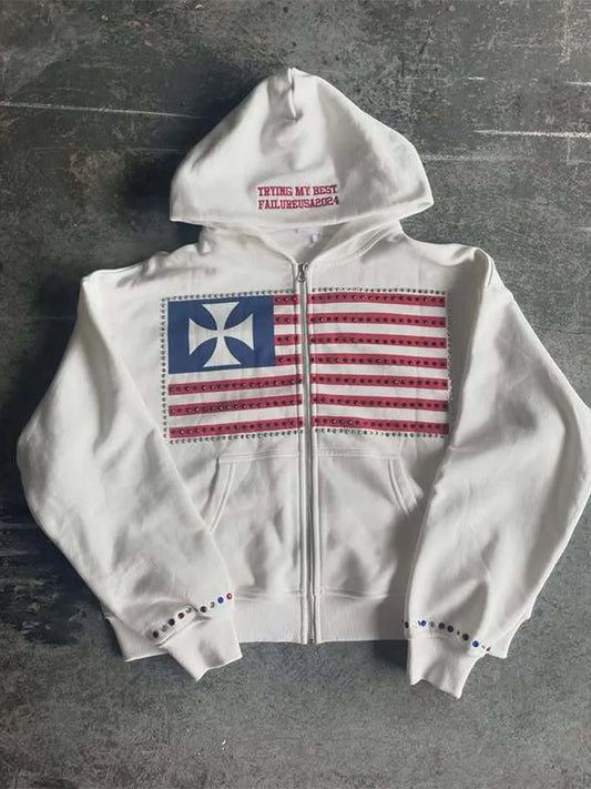 National Flag Color-Block Hoodie