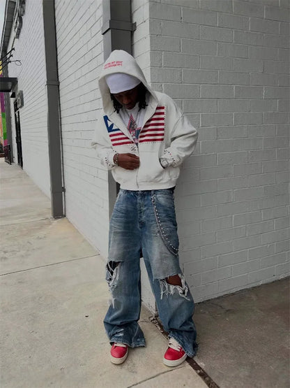 National Flag Color-Block Hoodie