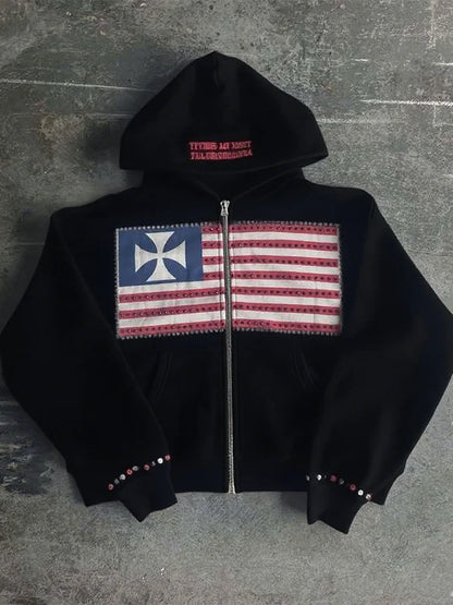 National Flag Color-Block Hoodie