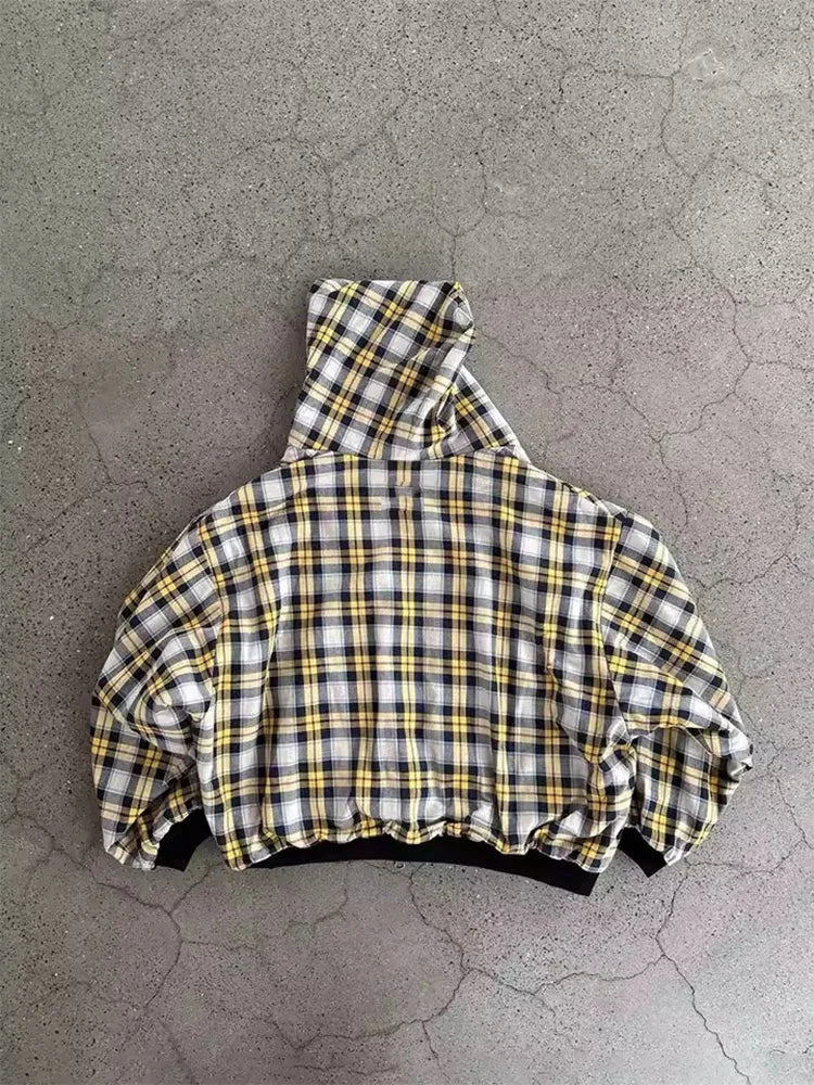 Plaid Double-Sided Zip-Up Hoodie