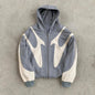 Retro Devil Print Zip-Up Hoodie